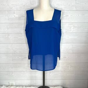 Vintage 80s F.A.D. Cobalt Blue Layered Sleeveless Top Size M
